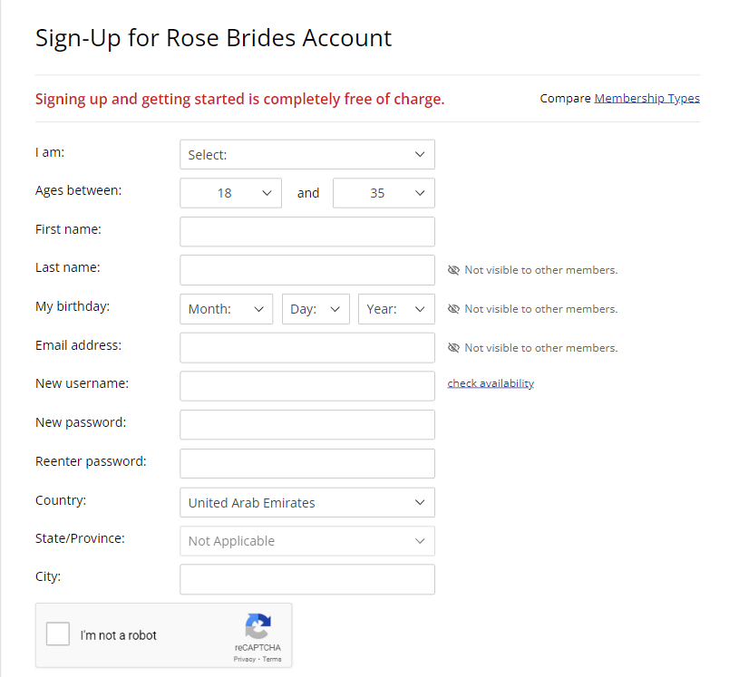 Rosebrides sign up