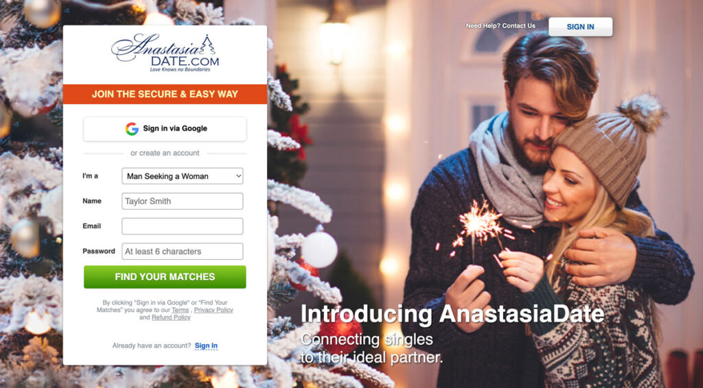 AnastasiaDate main page