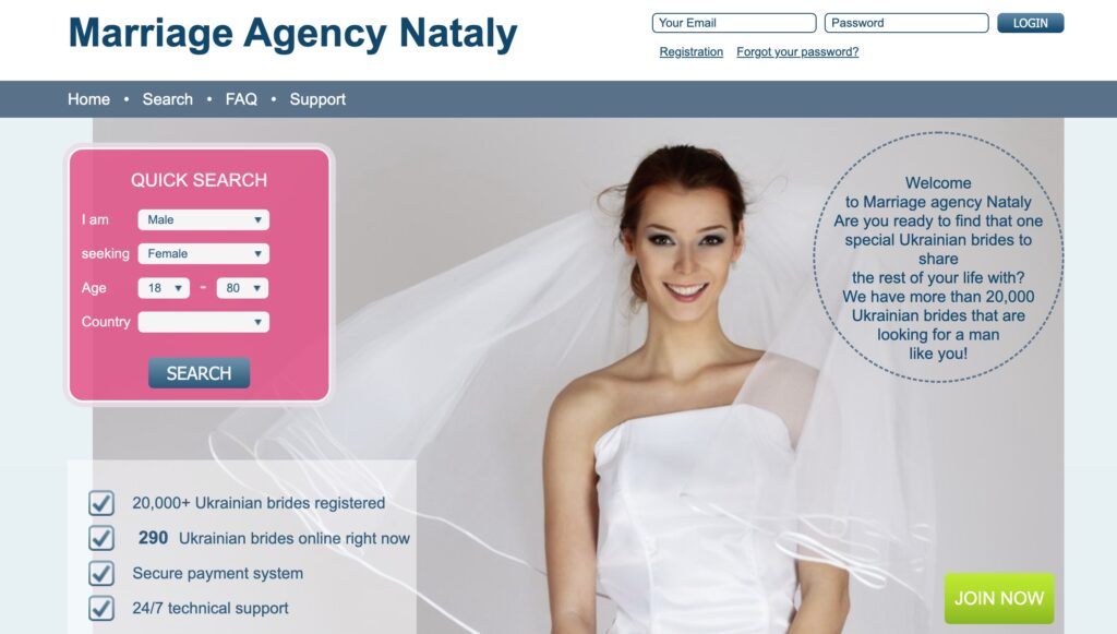 Marriage Agency Nataly main page